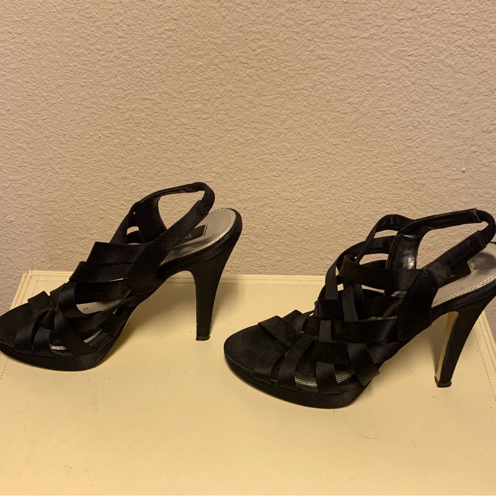 White House Black Market Satin Ribbon Weave Heels